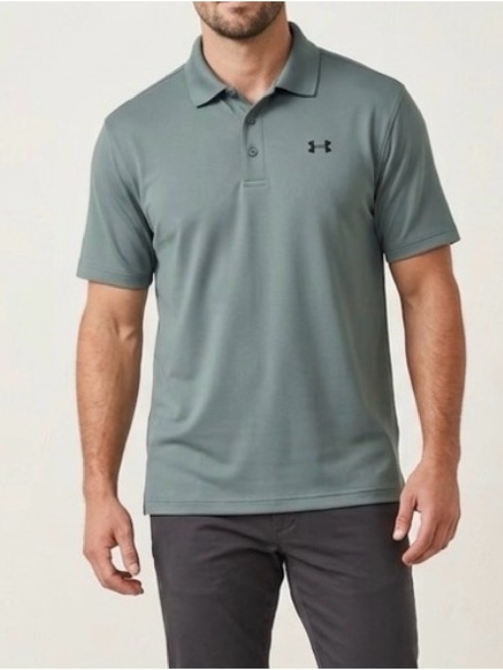 Under Armour Polo Shirt Mens Size XL Golf Gray/Green Short Sleeve Loose Classic